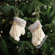 White Plush Fabric Pendant Gloves Sled Creative Christmas Tree Ornaments Michan Direct