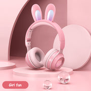 LED Rabbit Ear Wireless Headphones - RGB Light Up Bluetooth 5.0 Headset for Kids & Teens Michan Direct