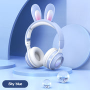 LED Rabbit Ear Wireless Headphones - RGB Light Up Bluetooth 5.0 Headset for Kids & Teens Michan Direct