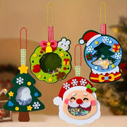4pcs Christmas Felt Applique Kit, Handmade Ornament Material Set HolidayDecorations, Four Styles Santa Claus, Wreath, Christmas Tree, Crystal Ball, 1 Set Of Materials, Suitable For Festive Gifts, Michan Direct
