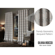 Luxe Geo Velvet Eyelet Curtains Champagne Thermal Insulated Soundproof Light Blocking Drapes for Bedroom & Lounge by OLIVIA ROCCO - Lucy And Phil Academy