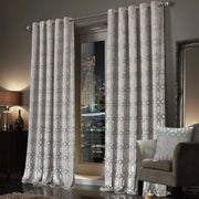 Luxe Geo Velvet Eyelet Curtains Champagne Thermal Insulated Soundproof Light Blocking Drapes for Bedroom & Lounge by OLIVIA ROCCO - Lucy And Phil Academy