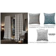 Luxe Geo Velvet Eyelet Curtains Champagne Thermal Insulated Soundproof Light Blocking Drapes for Bedroom & Lounge by OLIVIA ROCCO - Lucy And Phil Academy
