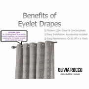 Luxe Geo Velvet Eyelet Curtains Champagne Thermal Insulated Soundproof Light Blocking Drapes for Bedroom & Lounge by OLIVIA ROCCO - Lucy And Phil Academy