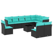 vidaXL 11 Piece Garden Sofa Set with Cushions Black Poly Rattan Lucy And Phil Academy Lucy And Phil Academy