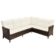 vidaXL 4 Piece Garden Lounge Set with Cushions Poly Rattan Brown Lucy And Phil Academy Lucy And Phil Academy