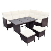 vidaXL 4 Piece Garden Lounge Set with Cushions Poly Rattan Brown Lucy And Phil Academy Lucy And Phil Academy