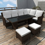 vidaXL 4 Piece Garden Lounge Set with Cushions Poly Rattan Brown Lucy And Phil Academy Lucy And Phil Academy