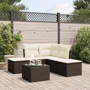 vidaXL 6 Piece Garden Sofa Set with Cushions Brown Poly Rattan Lucy And Phil Academy Lucy And Phil Academy