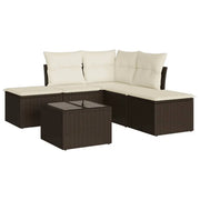 vidaXL 6 Piece Garden Sofa Set with Cushions Brown Poly Rattan Lucy And Phil Academy Lucy And Phil Academy