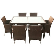 vidaXL 7 Piece Outdoor Dining Set with Cushions Poly Rattan Brown Lucy And Phil Academy Lucy And Phil Academy