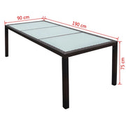 vidaXL 9 Piece Outdoor Dining Set with Cushions Poly Rattan Brown Lucy And Phil Academy Lucy And Phil Academy