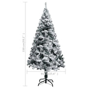 vidaXL Artificial Christmas Tree with Flocked Snow Green 150 cm PVC Lucy And Phil Academy Lucy And Phil Academy