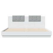 vidaXL Bed Frame with LED without Mattress White 160x200 cm Lucy And Phil Academy Lucy And Phil Academy