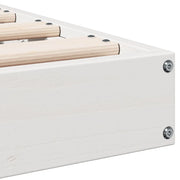 vidaXL Floor Bed Frame White 213.5 x 144 x 9 cm Solid Pine Wood Lucy And Phil Academy Lucy And Phil Academy