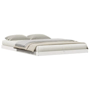 vidaXL Floor Bed Frame White 213.5 x 144 x 9 cm Solid Pine Wood Lucy And Phil Academy Lucy And Phil Academy