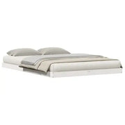 vidaXL Floor Bed Frame White 213.5 x 144 x 9 cm Solid Pine Wood Lucy And Phil Academy Lucy And Phil Academy