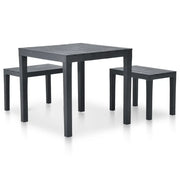 vidaXL Garden Table with 2 Benches Plastic Anthracite Lucy And Phil Academy Lucy And Phil Academy
