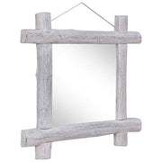 vidaXL Log Mirror White 70x70 cm Solid Reclaimed Wood Lucy And Phil Academy Lucy And Phil Academy