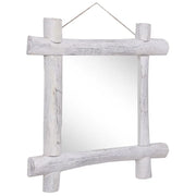vidaXL Log Mirror White 70x70 cm Solid Reclaimed Wood Lucy And Phil Academy Lucy And Phil Academy