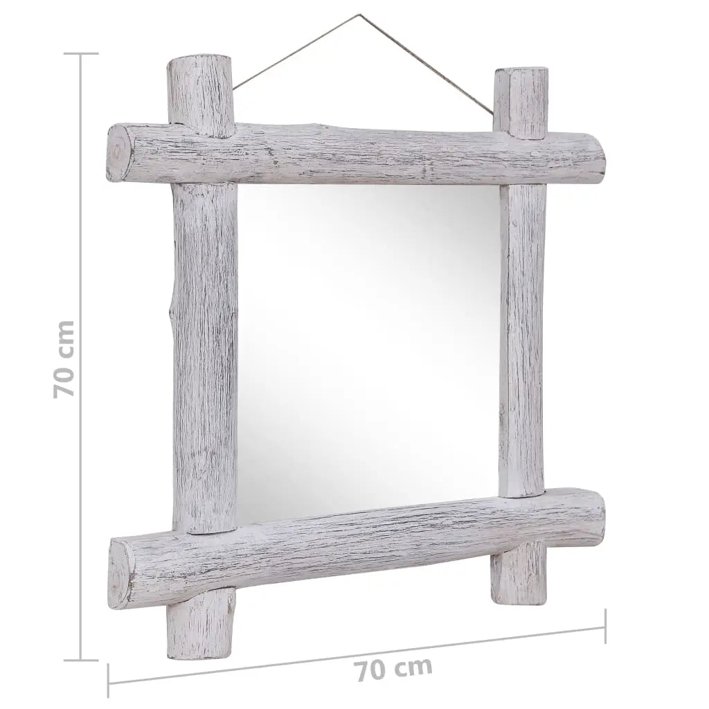 vidaXL Log Mirror White 70x70 cm Solid Reclaimed Wood Lucy And Phil Academy Lucy And Phil Academy