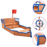 vidaXL Sandbox Pirate Ship Firwood 190x94.5x101 cm Lucy And Phil Academy Lucy And Phil Academy