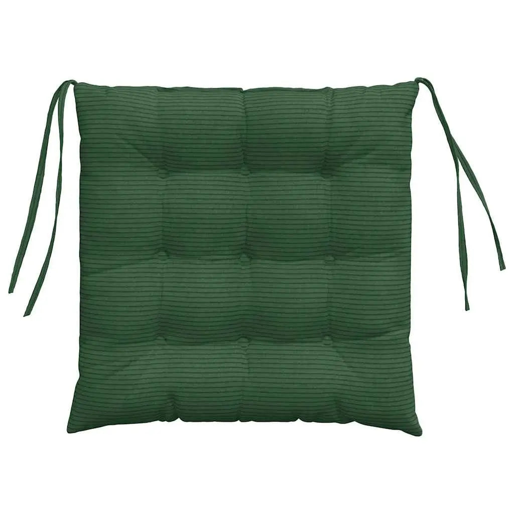 vidaXL Seat Cushions 4 pcs Dark Green 40 x 40 x 6 cm Corduroy Fabric Lucy And Phil Academy Lucy And Phil Academy
