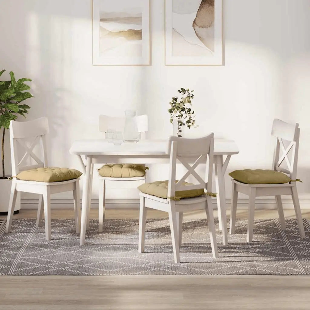 vidaXL Seat Cushions 4 pcs Grey Green 40 x 40 x 6 cm Corduroy Fabric Lucy And Phil Academy Lucy And Phil Academy