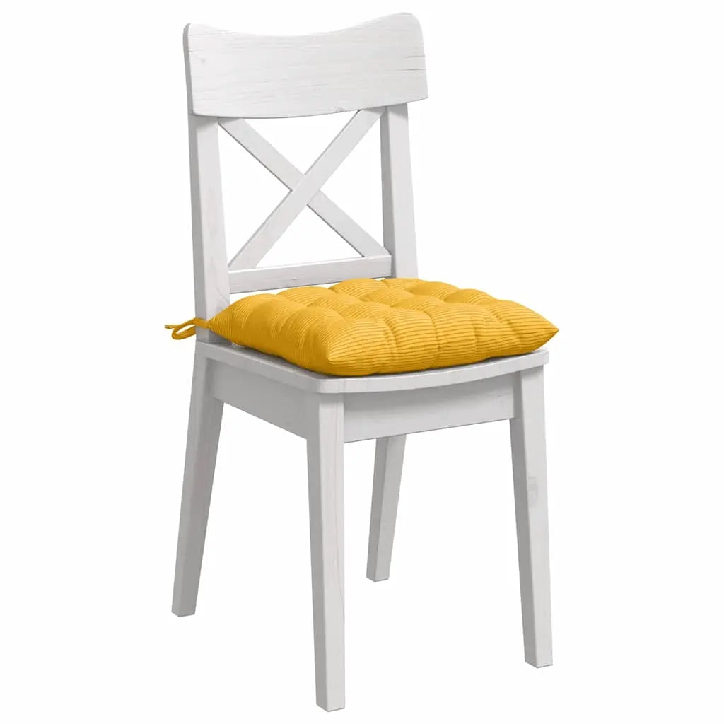vidaXL Seat Cushions 4 pcs Light Yellow 40 x 40 x 6 cm Corduroy Fabric Lucy And Phil Academy Lucy And Phil Academy