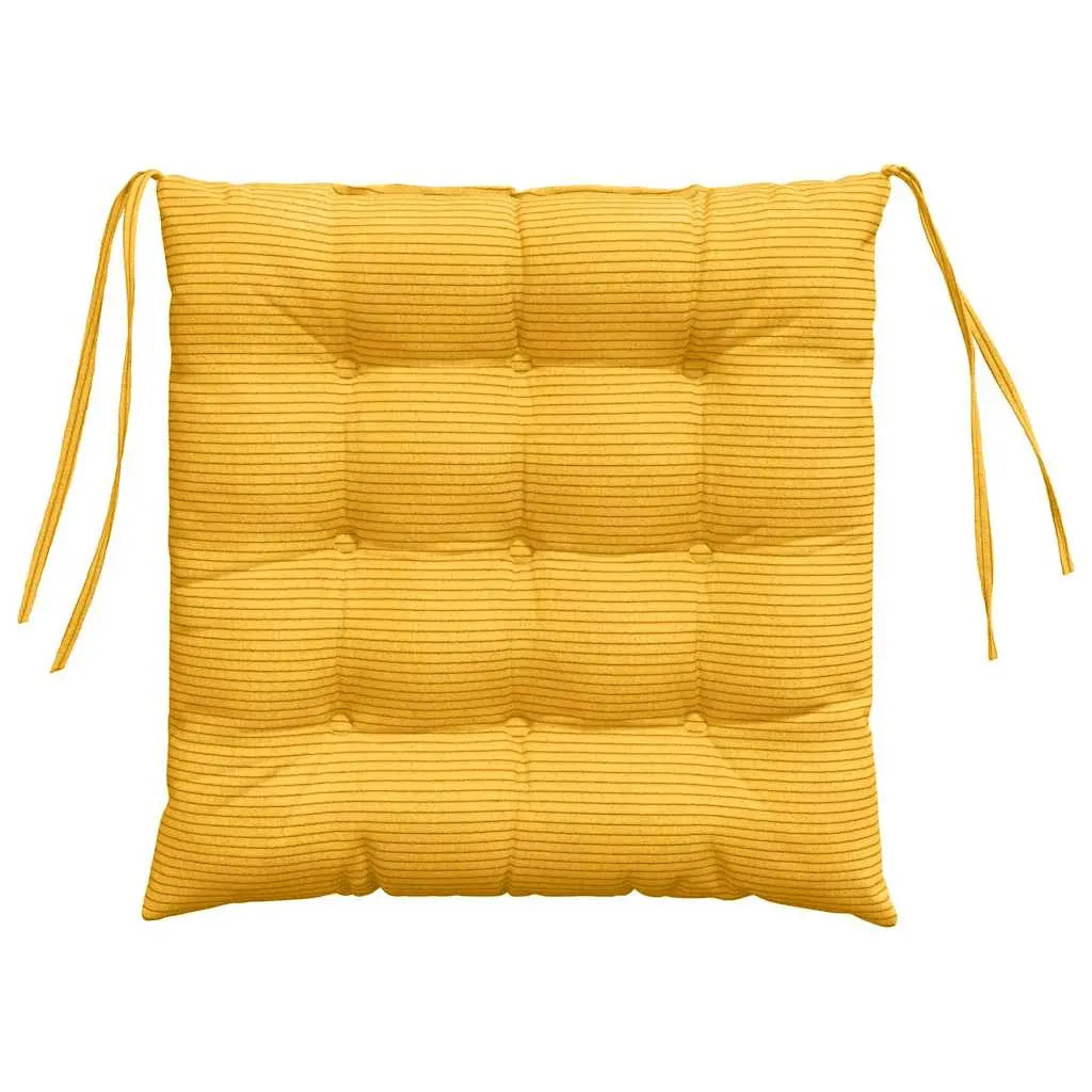 vidaXL Seat Cushions 4 pcs Light Yellow 40 x 40 x 6 cm Corduroy Fabric Lucy And Phil Academy Lucy And Phil Academy