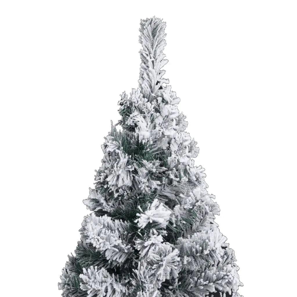 vidaXL Slim Artificial Christmas Tree with Flocked Snow Green 150 cm PVC Lucy And Phil Academy Lucy And Phil Academy