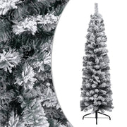 vidaXL Slim Artificial Christmas Tree with Flocked Snow Green 150 cm PVC Lucy And Phil Academy Lucy And Phil Academy
