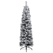 vidaXL Slim Artificial Christmas Tree with Flocked Snow Green 150 cm PVC Lucy And Phil Academy Lucy And Phil Academy