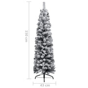vidaXL Slim Artificial Christmas Tree with Flocked Snow Green 150 cm PVC Lucy And Phil Academy Lucy And Phil Academy