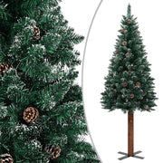 vidaXL Slim Christmas Tree with Real Wood and White Snow Green 180 cm Lucy And Phil Academy Lucy And Phil Academy
