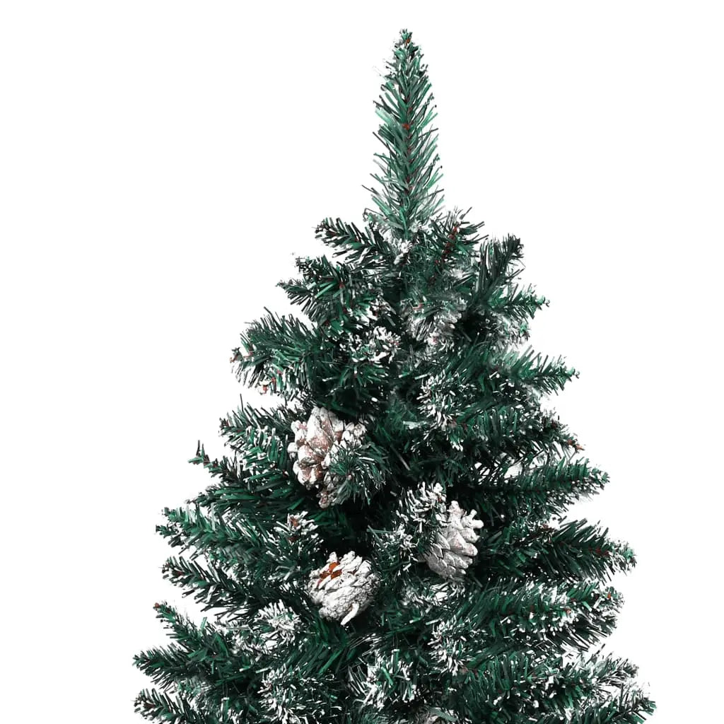 vidaXL Slim Christmas Tree with Real Wood and White Snow Green 210 cm Lucy And Phil Academy Lucy And Phil Academy