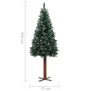 vidaXL Slim Christmas Tree with Real Wood and White Snow Green 210 cm Lucy And Phil Academy Lucy And Phil Academy