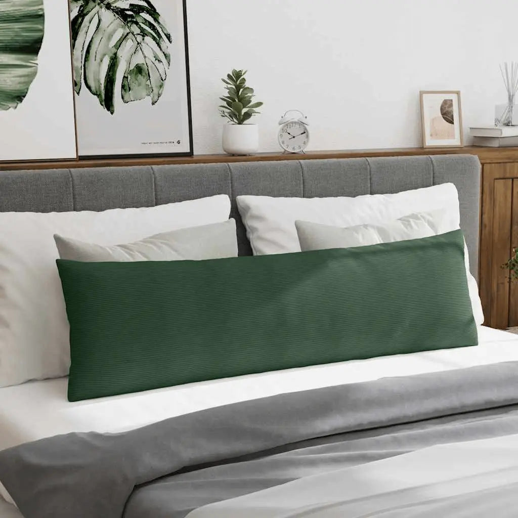 vidaXL Sofa Pillows 2 pcs Dark Green 145 x 40 cm Corduroy Fabric Lucy And Phil Academy Lucy And Phil Academy