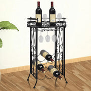 vidaXL Wine Rack with Glass Holder for 9 Bottles Metal Lucy And Phil Academy Lucy And Phil Academy